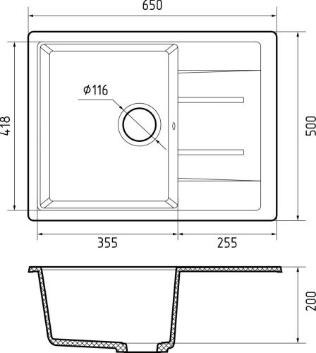 Кухонная мойка Granfest Quadro Q-650L терракот 65х50 цвет коричневый поверхность матовая - фото 3