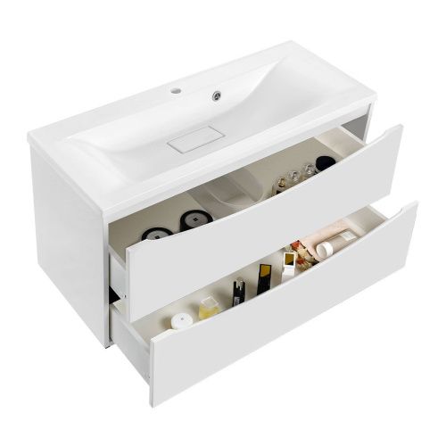 Тумба под раковину Vincea Mia VMC-2MA900GW 90х50 подвесная цвет белый/бежевый - фото 5