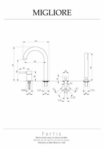 Смеситель Migliore FORTIS 18650 на борт ванны хром - фото 2