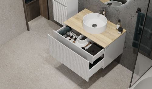 Тумба под раковину Jorno COSSETY Coss.01.80/P/W-DG/JR 80х50 подвесная цвет белый - фото 3