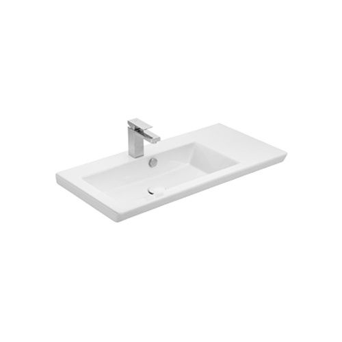 Раковина керамическая Dreja Isik 4085-KL 80х40 подвесная цвет белый 1 отверстие под смеситель - фото 2