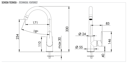 Смеситель для кухни Remer Vanity V72 на мойку хром