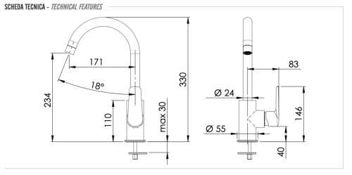 Смеситель для кухни Remer Vanity V72 на мойку хром - фото 2