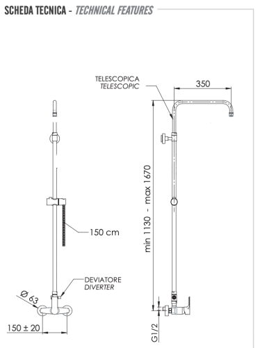 Душевая стойка Remer Energy EY37ASSDDO настенная цвет золото - фото 2