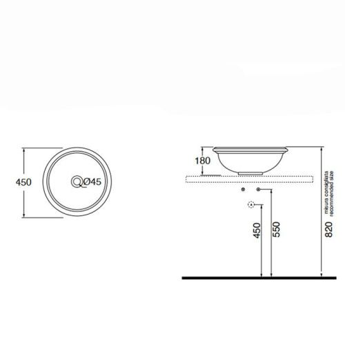 Раковина из сантехнического фаянса Azzurra Jubilaeum JULA04518000BI/(JUB50/APP bi)*0 50х50 накладная цвет белый без отверстий под смеситель - фото 2
