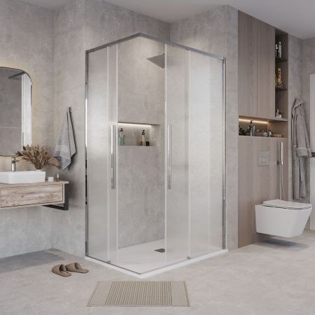 Душевой уголок Grossman Galaxy 300.K33.01.9080.10.02 90х80 стекло текстурное профиль хром без поддона