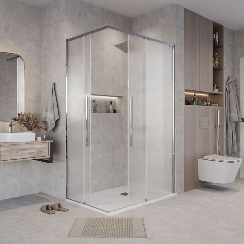 Душевой уголок Grossman Galaxy 300.K33.01.1110.10.02 110х100 стекло прозрачное профиль хром без поддона - фото 4