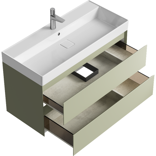 Тумба под раковину Aqwella Y GE01102SH 100х50 подвесная цвет зеленый - фото 2