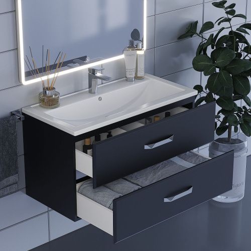 Тумба с раковиной Uperwood Foster 291020537 90х50 цвет черный - фото 5