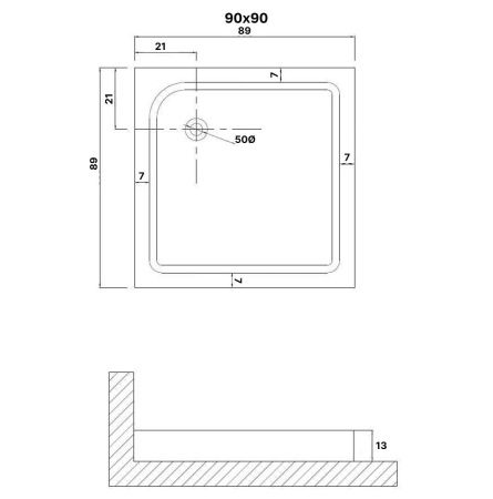 Душевой поддон из ABS-пластика Niagara Eco NG-P9090-14Q 90х90 белый с ножками