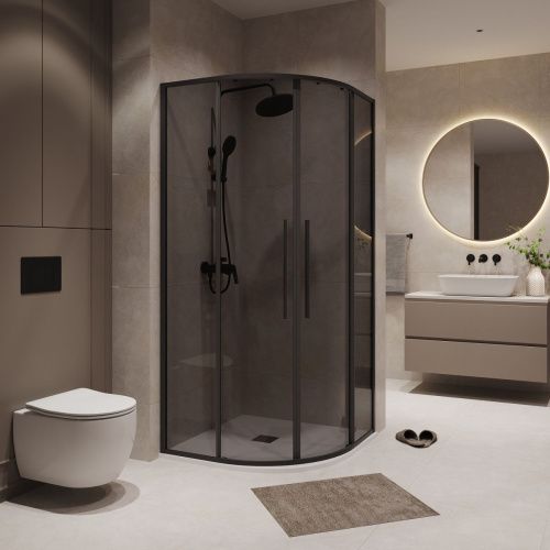 Душевой уголок Niagara Nova NG-2827-34BLACK 100х100 стекло тонированное профиль черный без поддона - фото 3