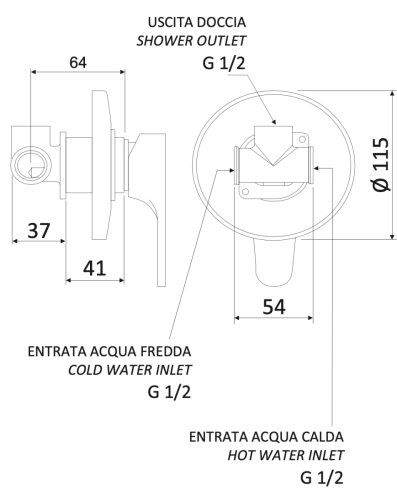 Смеситель для душа Mariani Surf B00179SF встраиваемый в стену хром - фото 2