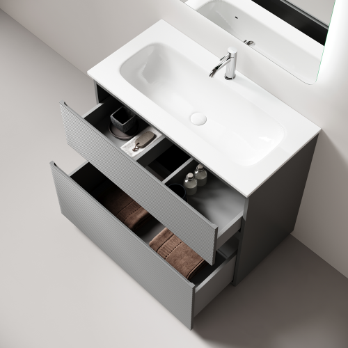 Тумба под раковину Sancos FOLK Floor FL90FES 90х40 напольная цвет серый - фото 3