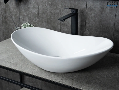 Раковина керамическая Gid Lago 51175 60х40 накладная цвет белый без отверстий под смеситель - фото 5
