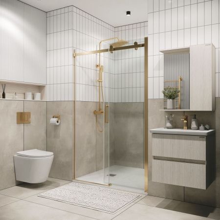 Душевая дверь Grossman Classic 100.K33.04.160.32.00 160х195 стекло прозрачное профиль золото