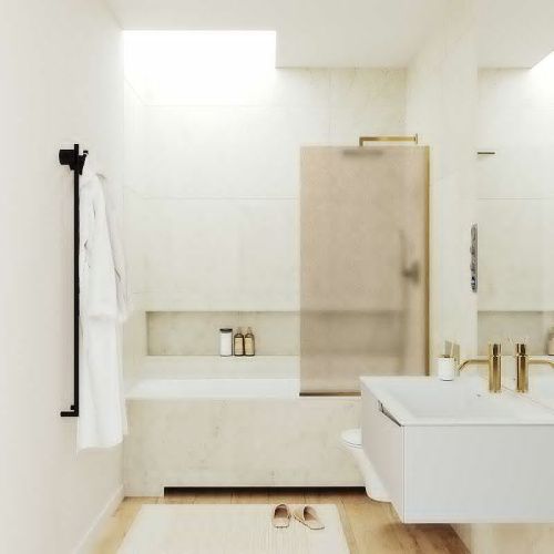 Душевая шторка на ванну Maybah Glass MGV-77-3у 90х140 стекло тонированное профиль золото ориентация универсальная - фото 2