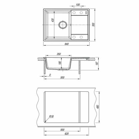 Кухонная мойка LeMark Imandra 640 9910021 65х50 цвет серый поверхность матовая