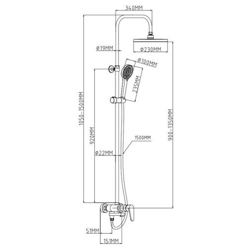 Душевая стойка Esko ST225KZW настенная цвет белый - фото 3