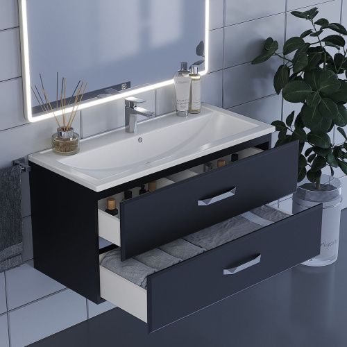 Тумба с раковиной Uperwood Foster 291020538 100х50 цвет черный - фото 5