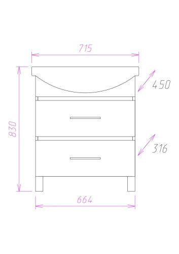 Тумба под раковину Onika Дельта 107032 70х30 напольная цвет бежевый - фото 3