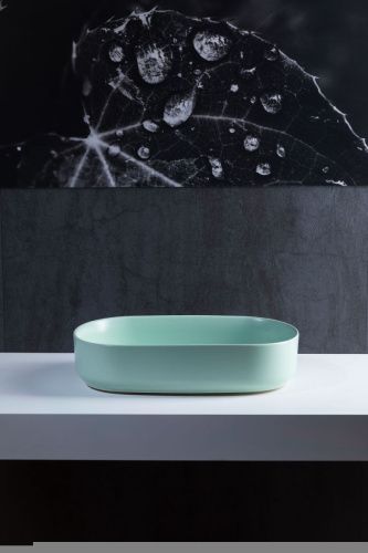 Раковина керамическая Allen Brau Fantasy 4.11022.MT 60х40 накладная цвет зеленый без отверстий под смеситель - фото 4