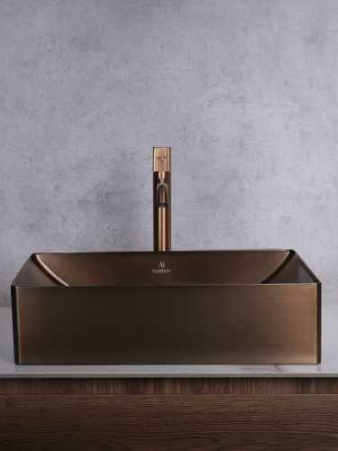 Раковина из нержавеющей стали AltroBagno Futuro AltroBagnoFuturo001016BrAn 50х30 накладная цвет бронза - фото 2