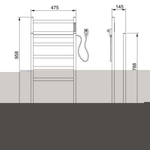 Полотенцесушитель электрический Wonzon & Woghand Essen WW-A407-GM 50х95 серый - фото 2