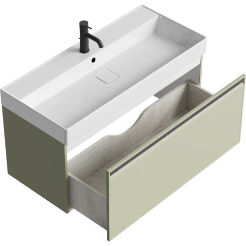 Тумба под раковину Aqwella Y PUR0110SH 100х40 подвесная цвет зеленый - фото 2