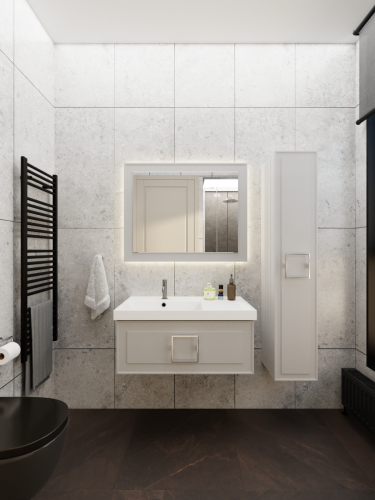 Тумба с раковиной La Fenice CUBO NFNC-01-CUB-C-90-3-90L 90х50 подвесная цвет бежевый - фото 4