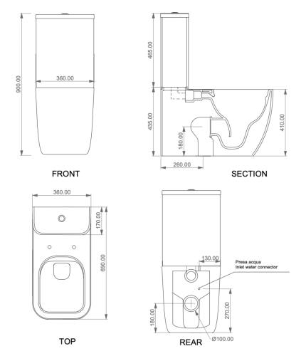 Чаша унитаза напольная GSG Ceramic Design Brio BRMBL000P цвет белый без бачка без сиденья безободковая каскадный смыв - фото 2