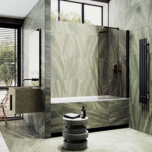 Душевая шторка на ванну Maybah Glass MGV-622-6 80х140 стекло тонированное профиль черный ориентация универсальная - фото 3