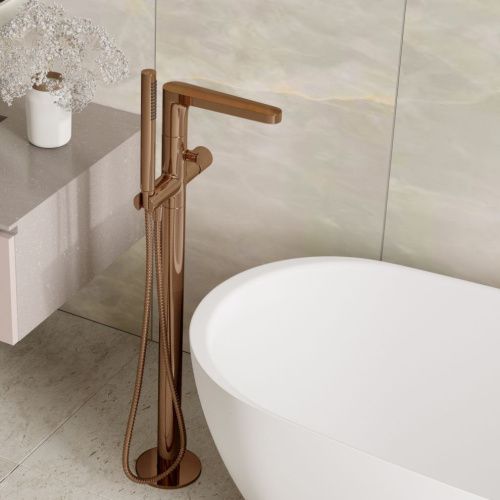 Смеситель для ванны и душа Wasserkraft Paar 8800 8821 напольный розовое золото - фото 2