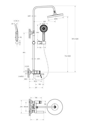 Душевая стойка BelBagno ALBANO ALBANO-VSCM-CRM настенная цвет хром - фото 4