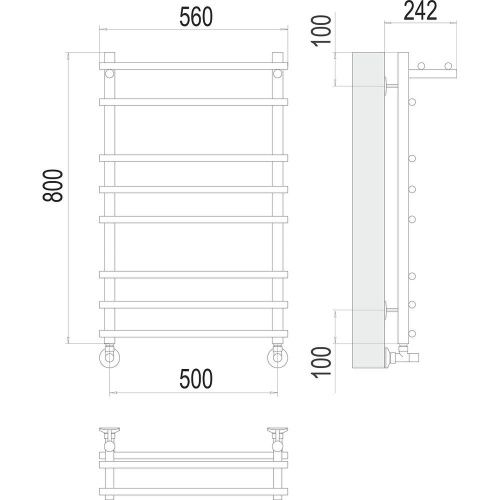 Полотенцесушитель водяной Terminus 4670078529503 55х80 хром - фото 3