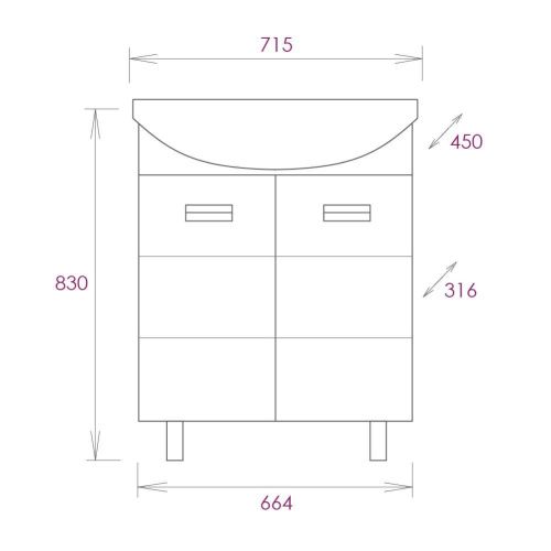 Тумба под раковину Onika Балтика 107026 70х30 напольная цвет белый - фото 3