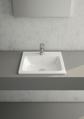 Раковина из сантехнического фарфора Vitra S20 5463B003-0001 50х50 накладная цвет белый 1 отверстие под смеситель - фото 2