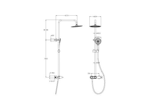 Душевая стойка Wonzon & Woghand Muse WW-A30653-MW настенная цвет белый - фото 2