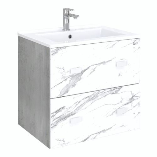 Тумба под раковину Onika Марбл 106548 70х50 подвесная цвет белый/серый