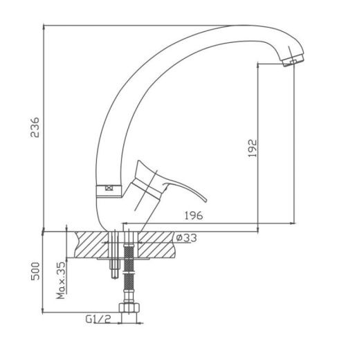 Смеситель для кухни Cron CN4114 на мойку хром - фото 3