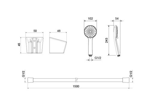 Душевой гарнитур Aquatek БЕТТА AQ2032MB настенный черный - фото 3