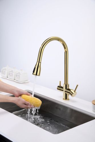 Смеситель для кухни Paulmark LANGE La214212-G на мойку золото - фото 5