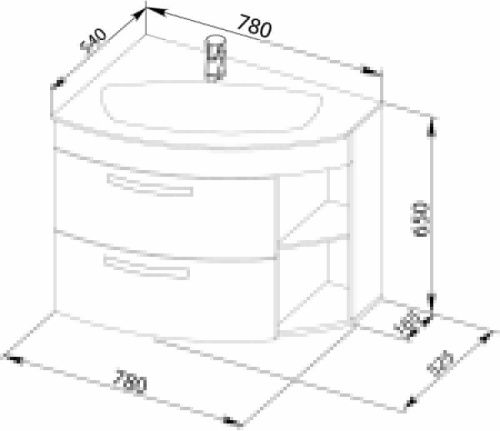 Тумба с раковиной De Aqua Трио Люкс 201706 80х50 подвесная цвет белый - фото 3