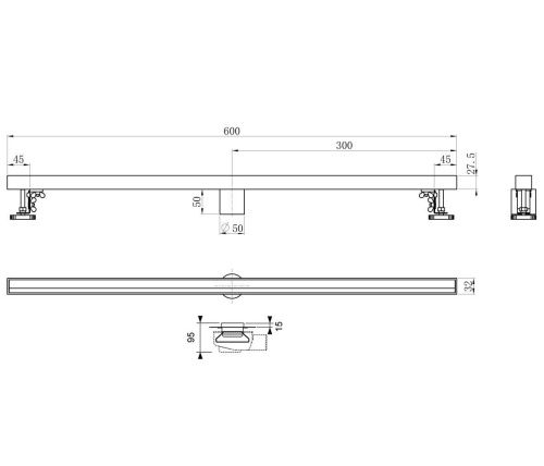 Душевой лоток Wonzon & Woghand WW-65406M-GM 60х5 серый - фото 2
