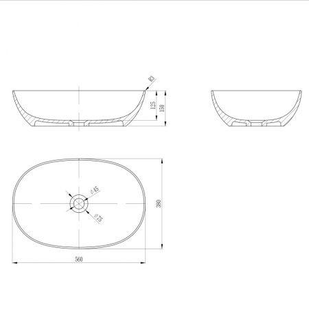 Раковина из искусственного камня Abber Stein AS2636 60х40 накладная цвет белый без отверстий под смеситель