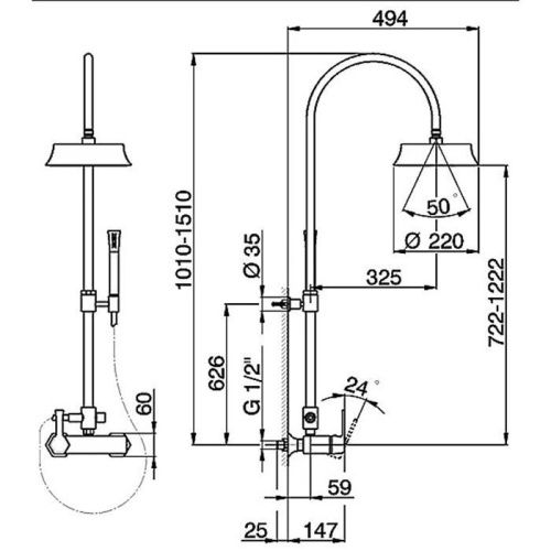 Душевая стойка Cisal Cherie CE00405121 настенная цвет хром - фото 2