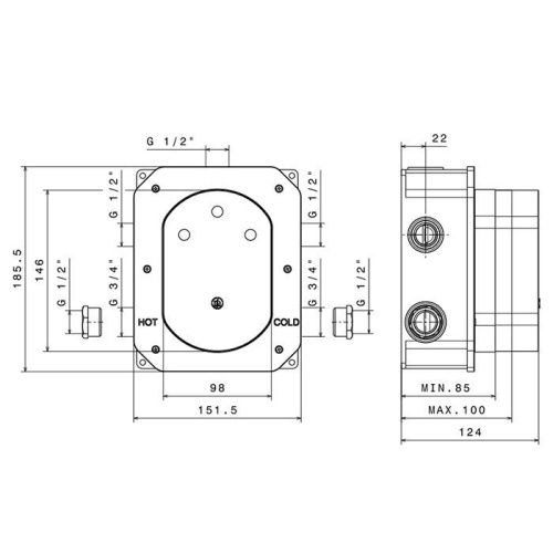 Встраиваемая часть термостатического смесителя 3/4" на 3 источника Newform 27752.00.000 - фото 2
