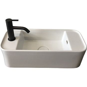 Раковина керамическая White Ceramic Geo Mini W7107F05 50х20 накладная цвет черный