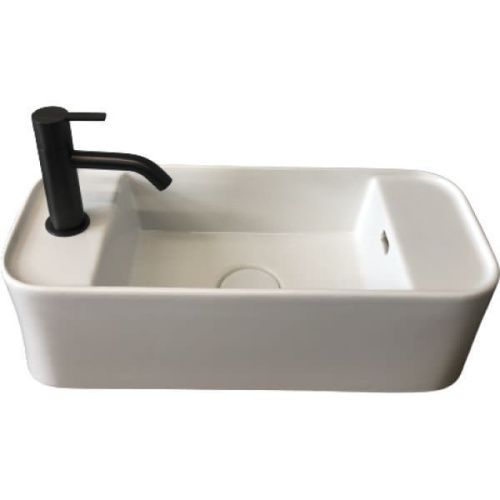 Раковина керамическая White Ceramic Geo Mini W7107F05 50х20 накладная цвет черный