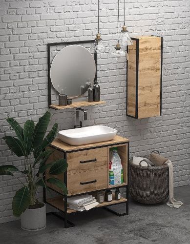 Шкаф 1MarKa Grunge loft Ц0000007987 40х90 подвесной цвет коричневый - фото 3