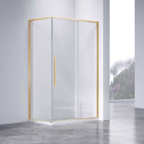 Душевой уголок Vincea Slim-N VSR-4SN9013CLG 130х90 стекло прозрачное профиль золото без поддона